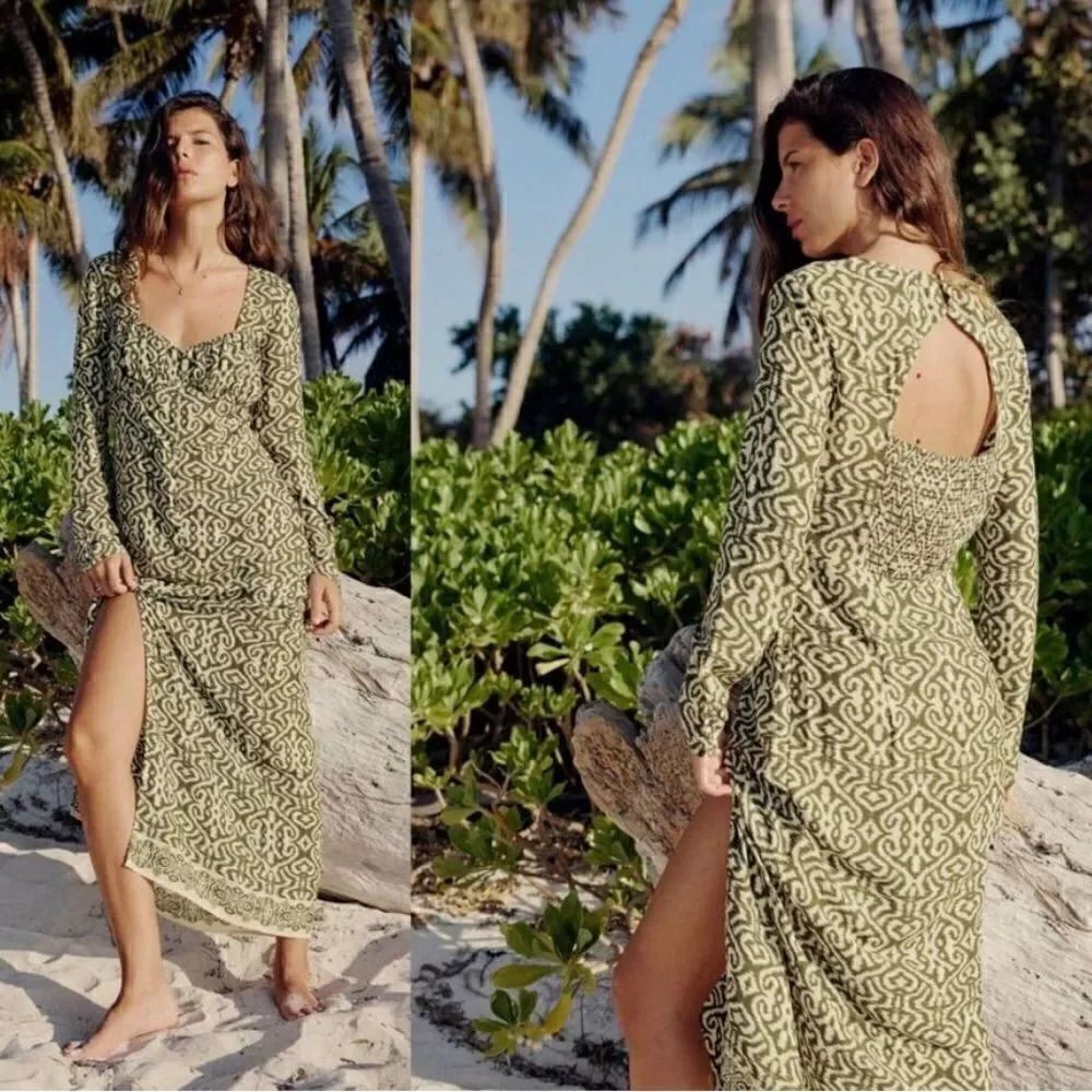 ZARA BOHO PRINTED MIDI DRESS